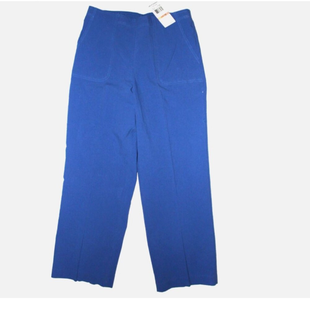 Alfred Dunner Blue Pants Sz 12 NWT All Cotton Pull On High Rise Comfort Waist
